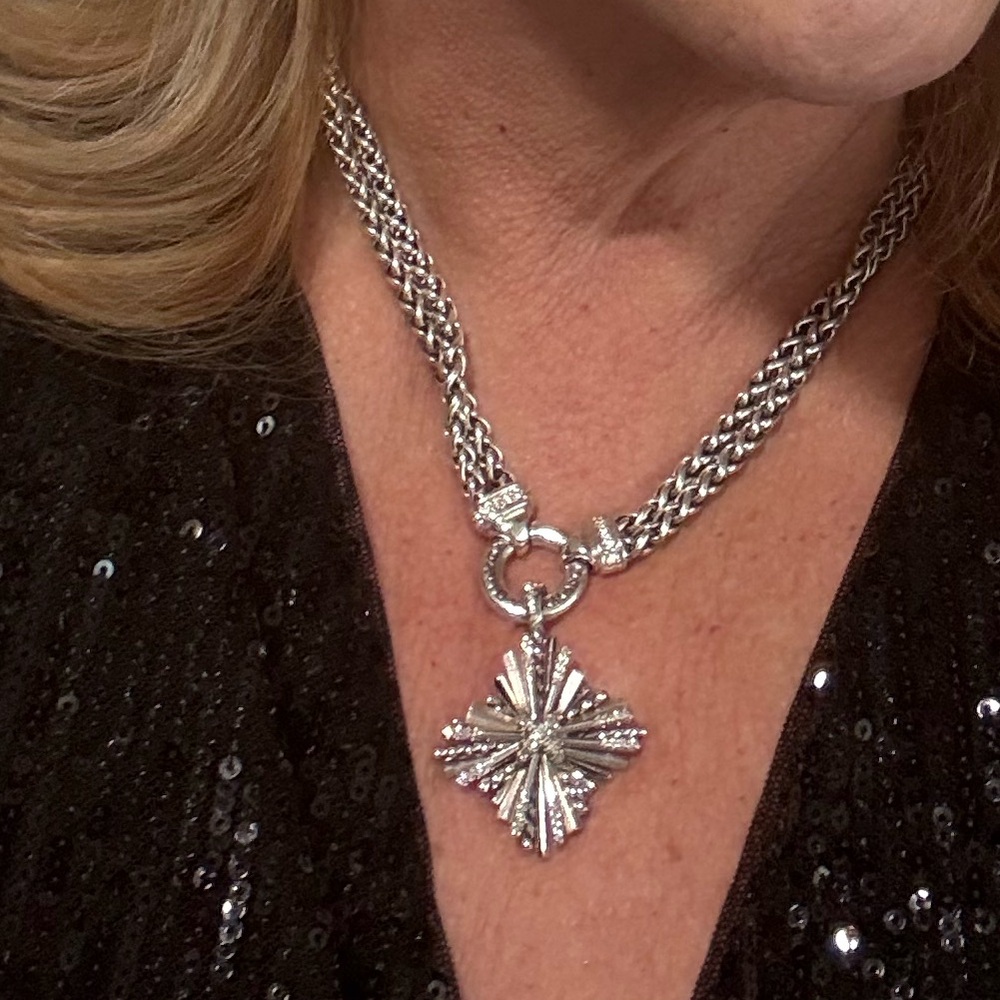 David Yurman Silver and Diamond Necklace